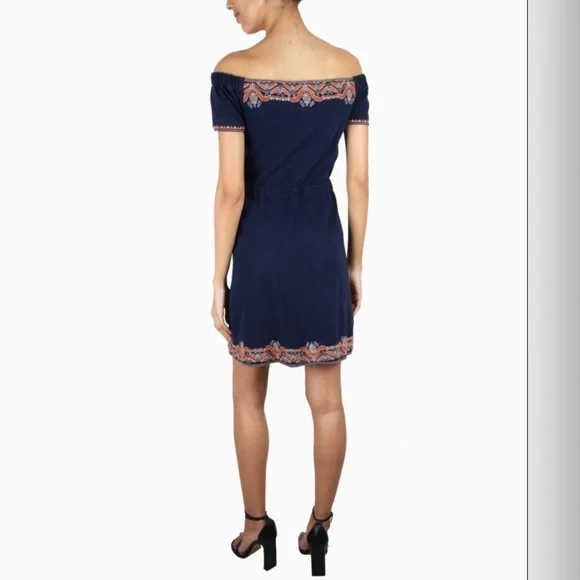 TORY BURCH “Nell” off-the-shoulder Embroidered Mini Dress Size: large - Picture 8 of 8